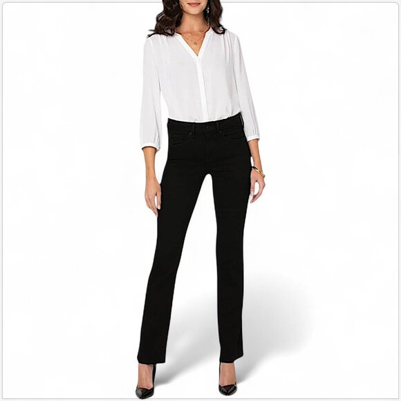 NYDJ Marilyn Straight Jeans Black Stretch Lift Tuck Slimming 5 Pocket NWT New 18 - Picture 1 of 5